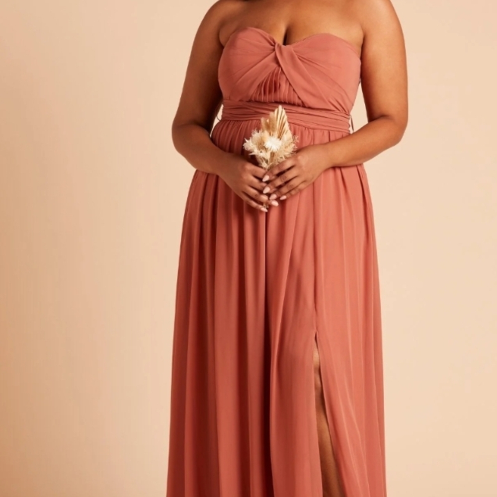 Birdy Grey Grace Chiffon Dress With Slit, Terracotta, Size XL, NWT